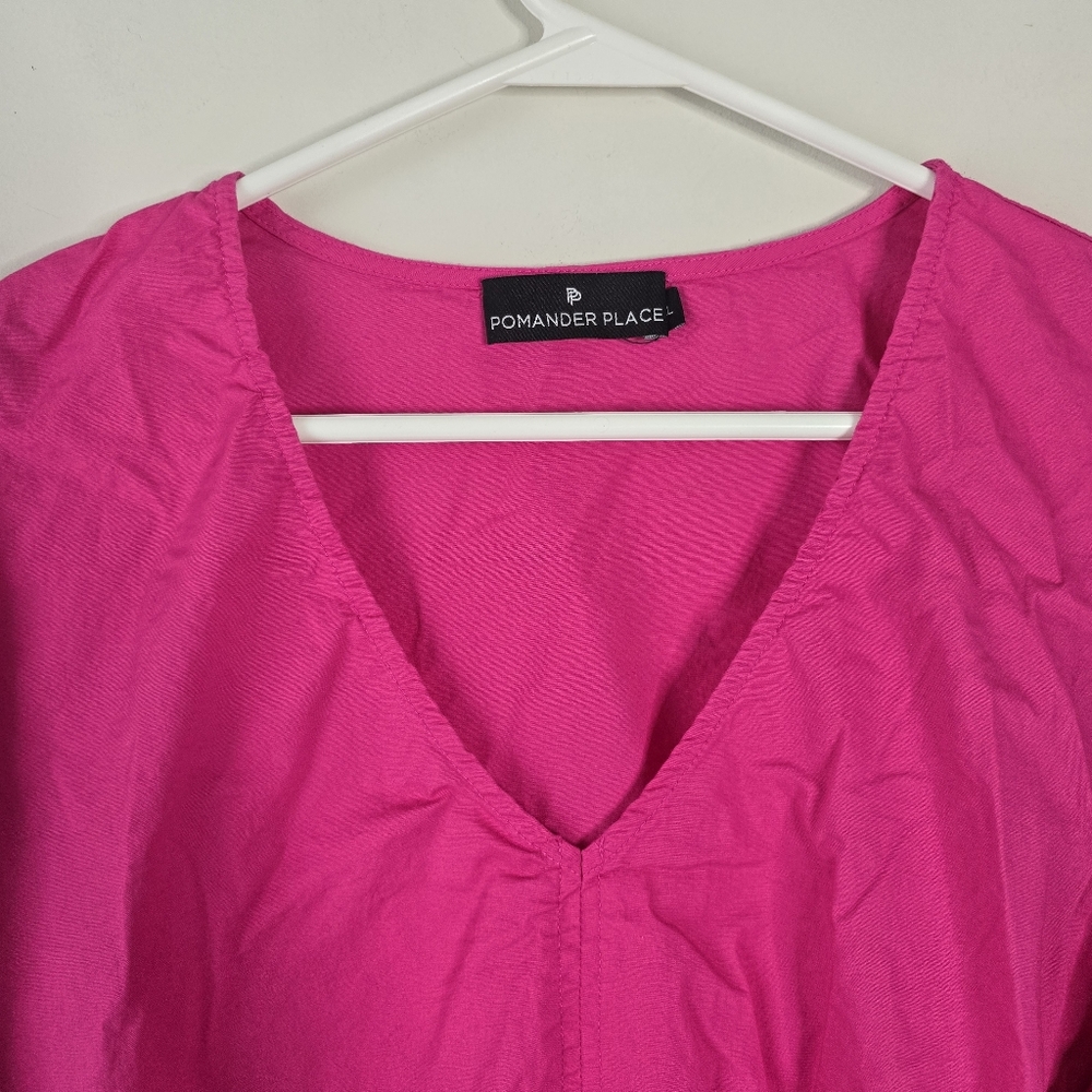 Pomander Place Easton Pink Long Sleeve V Neck Cotton Blouse XL - Picture 4 of 12